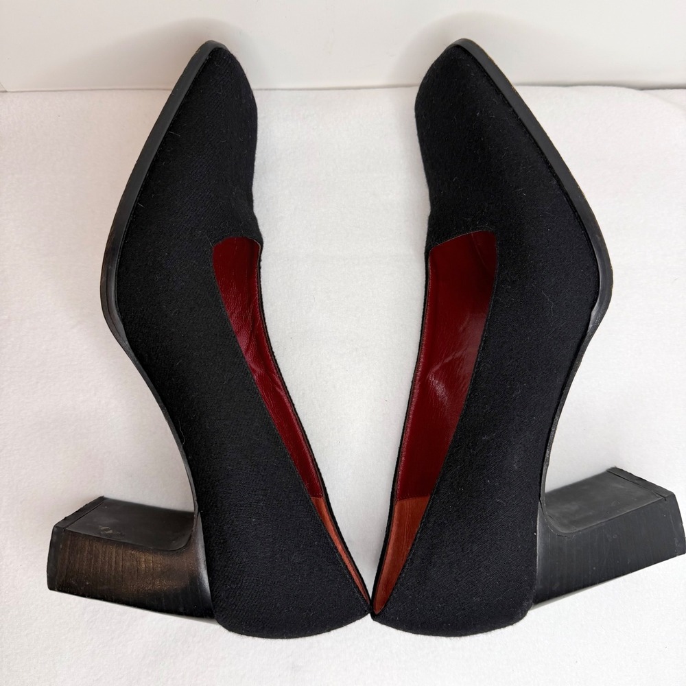 Vintage Ann Taylor Black Fabric Square Toe Block Heel Pumps Size 7 Made in Italy - Picture 9 of 12